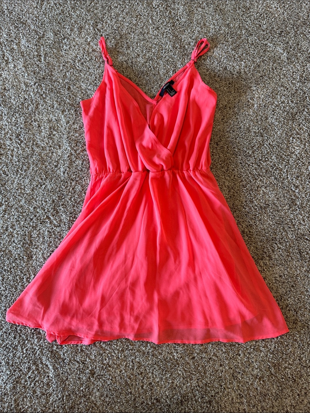 Forever 21 Coral Pink Adjustable Shoulder Mini Dress